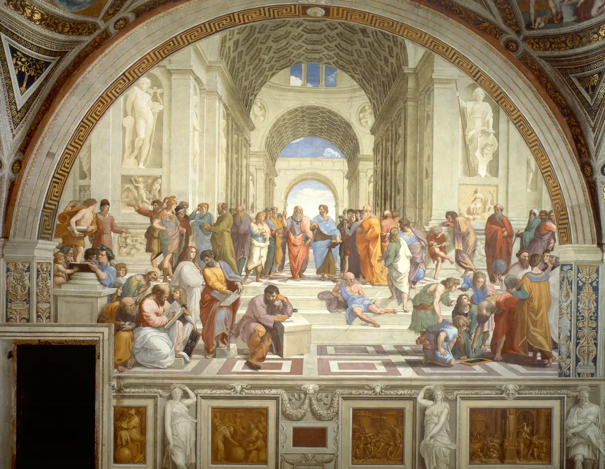 Raphael's School of Athens — the gathering of Greek philosophers